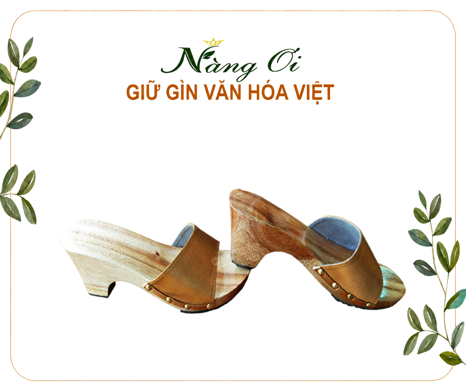 guốc mộc dáng cao 7cm làm từ gỗ xoan tự nhiên